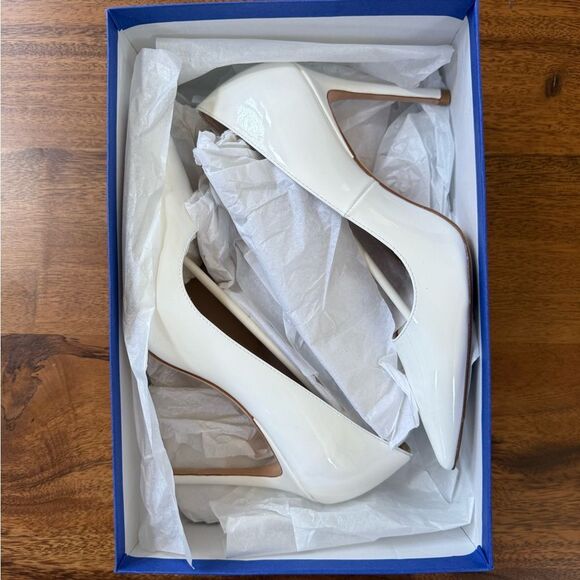 Stuart Weitzman Stuart 100 Pump Stiletto White Patent Leather Size 7B - Picture 9 of 10